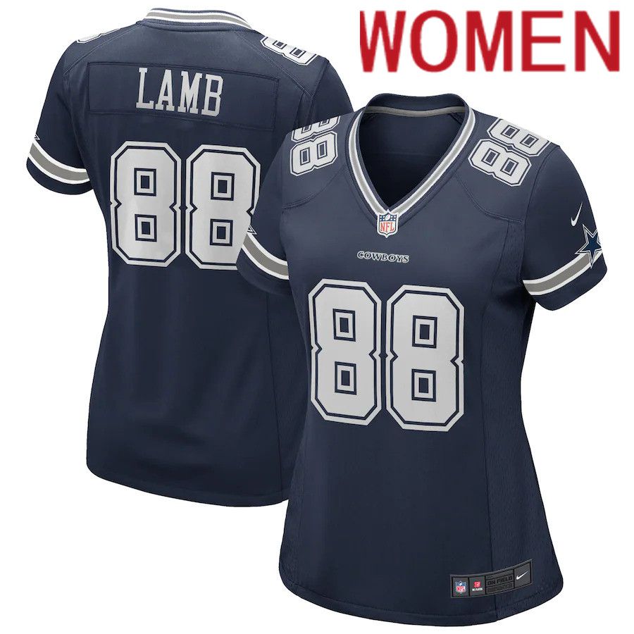 Women Dallas Cowboys 88 CeeDee Lamb Nike Navy Game NFL Jersey